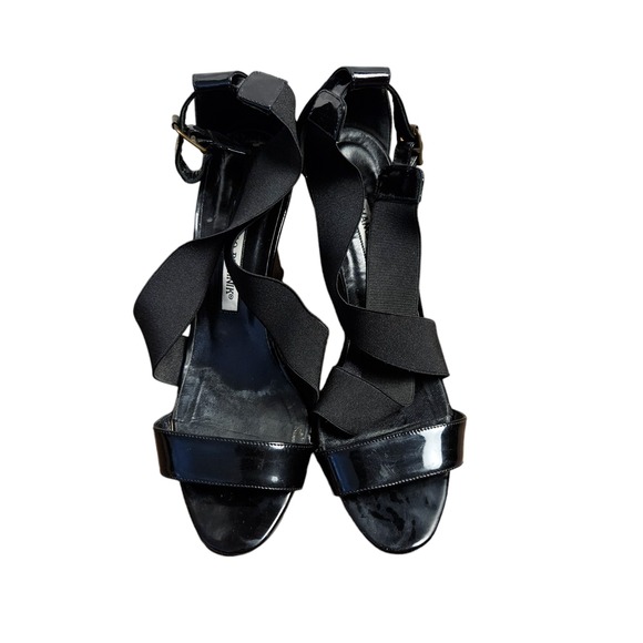 Manolo Blahnik Patent Leather Crisscross Strappy Wedge Sandals US7 37.5 Designer - Picture 5 of 8